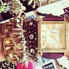 Gold Square Link Toggle Bracelet
