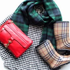 Mad For Plaid Reversible Blanket Scarf- Green