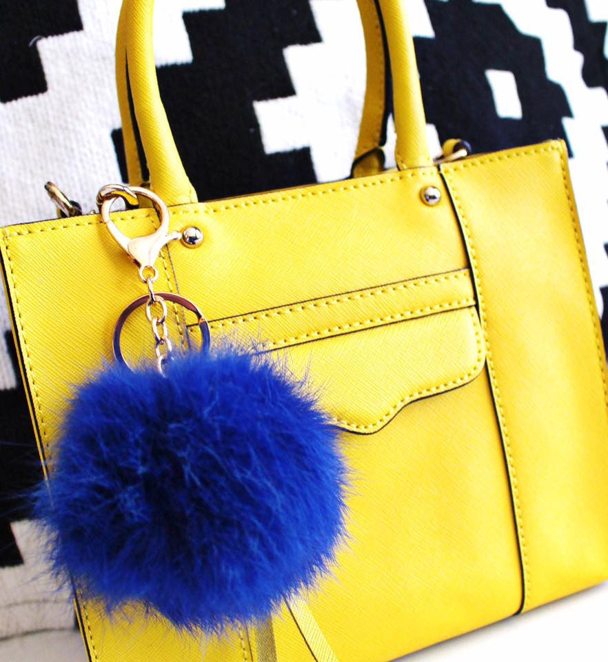 Faux POM Charm/Keychain- Royal Blue