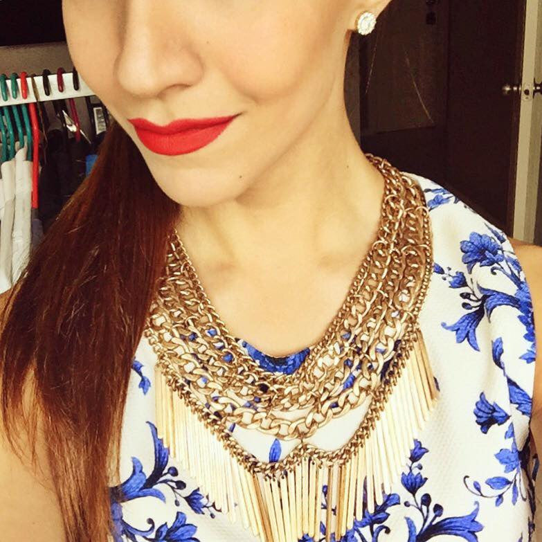 Draped In Metal Fringe Necklace- Antiqued Gold