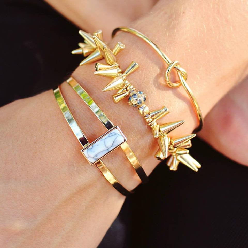 Marble Bar Cuff Bracelet- White