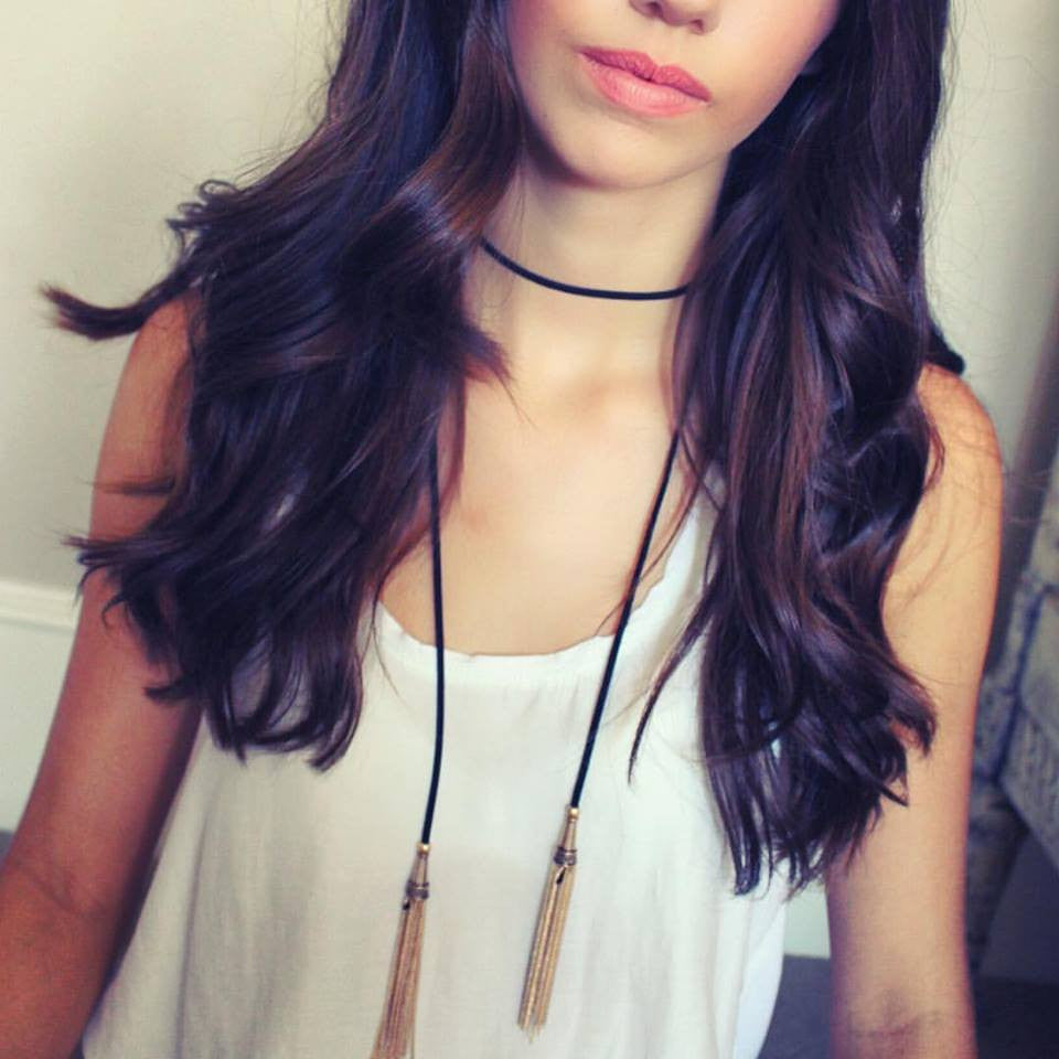 Dreams Wrap Tassel Choker Necklace- Black
