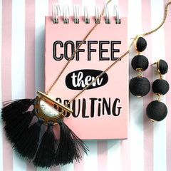 Marble Crescent Tassel Necklace