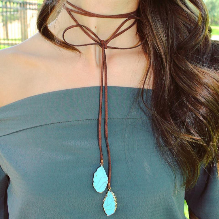 Georgia Stone Wrap Choker Necklace
