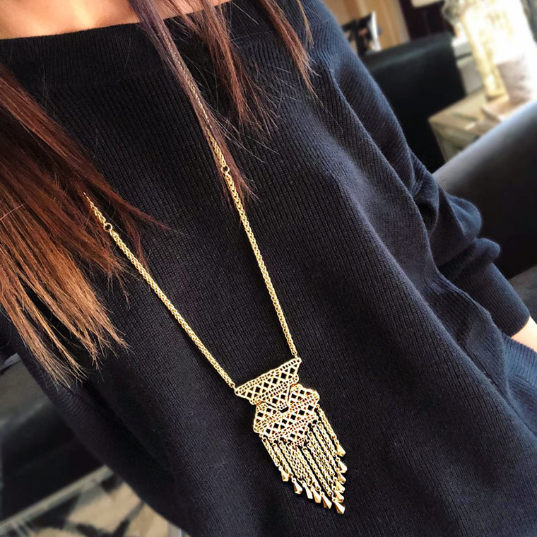 Golden Catcher Convertible Fringe Necklace