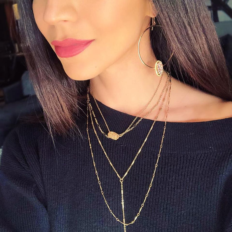 Lizzy Druzy Hoop Earrings- Gold/Rose Gold