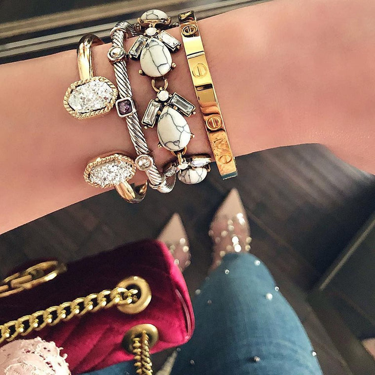 Marble Teardrop Link Bracelet