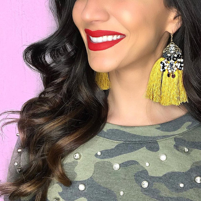 Amelia Tassel Earrings- Mustard