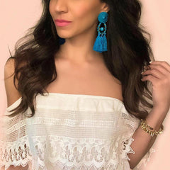 Lydia Marie Tassel Earrings- Blue