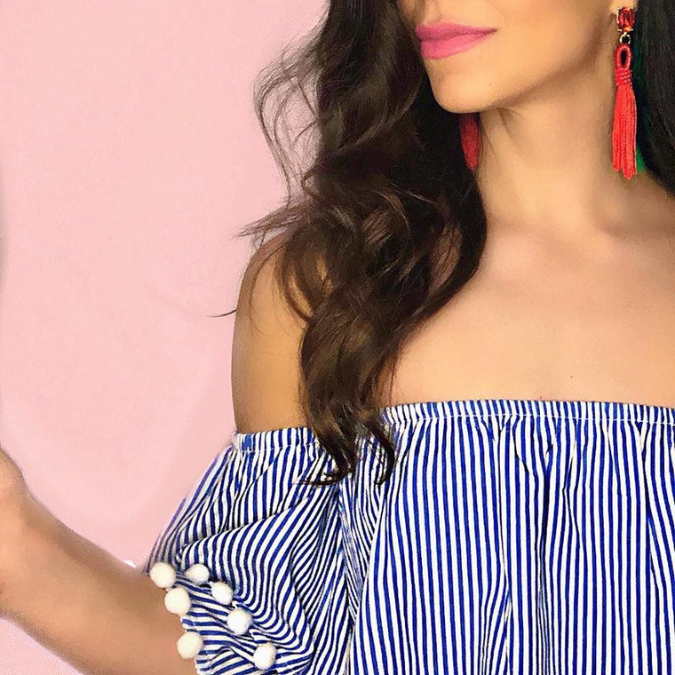 Andrea Sky Tassel Earrings- Red