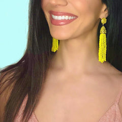 Victoria Joy Tassel Earrings- Yellow