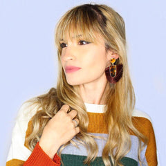Mia Fan Fringe Earrings- Tortoise