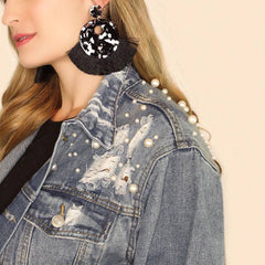 Hazel Resin Tassel Earrings- Black/ Marble