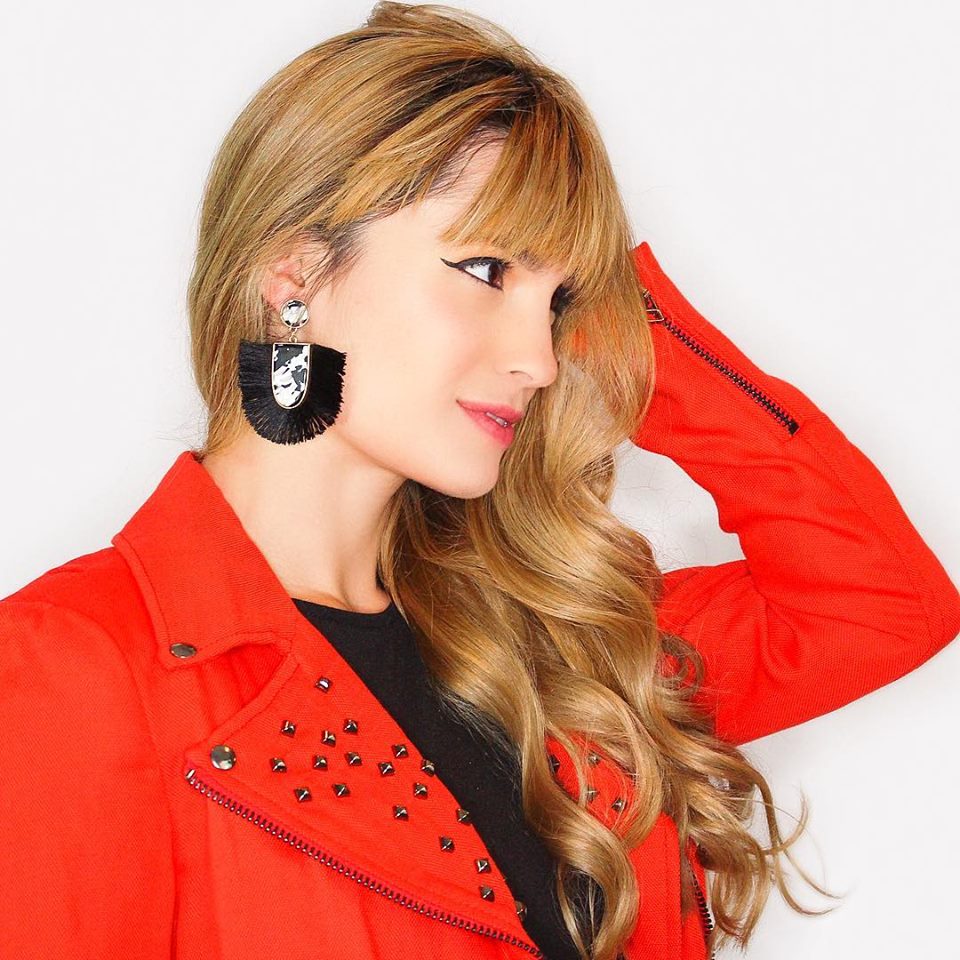 Mia Fan Fringe Earrings- Black & White