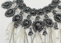 Luxe Chains & Pearls Fringe Statement Necklace