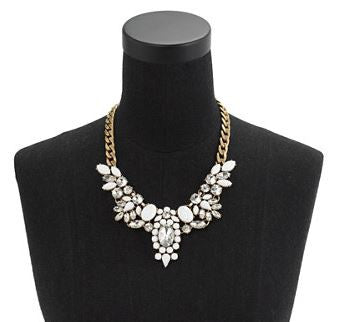 Snow White Crystal Encrusted Collar Statement Necklace