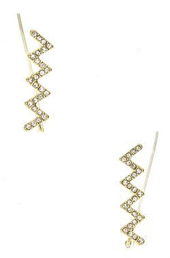 Zig & Zag Pavé Ear Crawlers- Gold