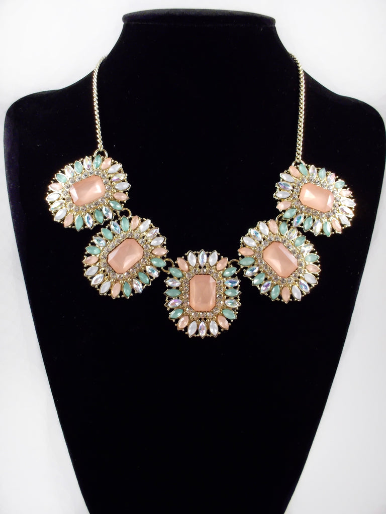 Luxe Crystal Statement Necklace-Light Pink