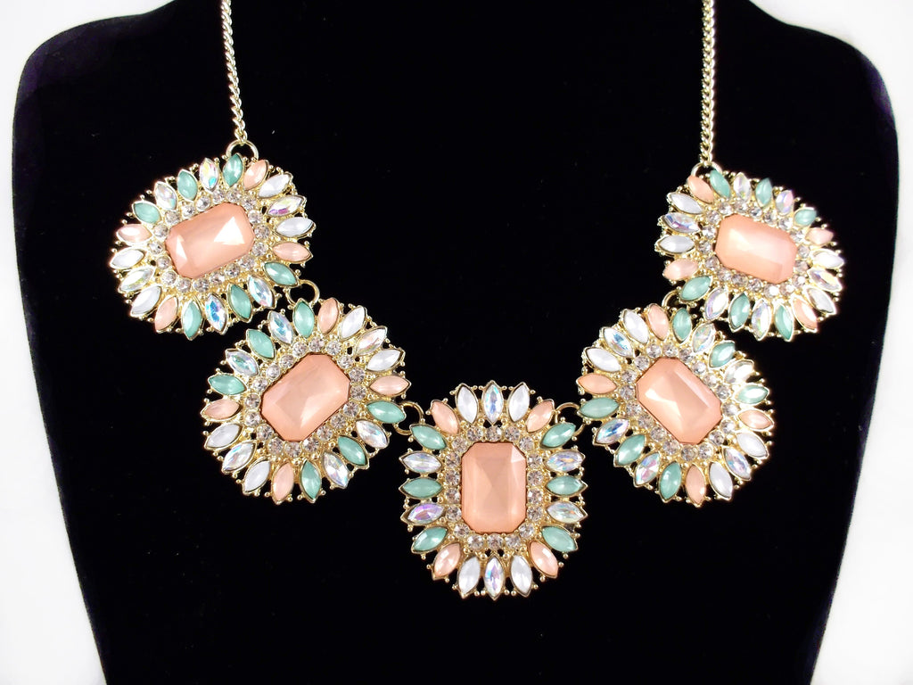 Luxe Crystal Statement Necklace-Light Pink