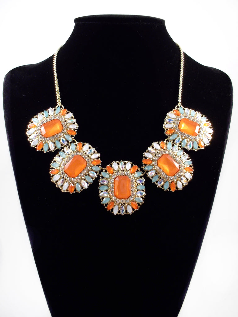 Crystal Orange Statement Necklace