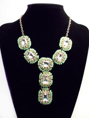 Crystal Beaded Drop Jewels Statement Necklace