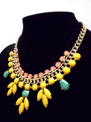 Colorful Jeweled Rose Bud Statement Necklace