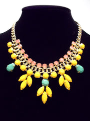Colorful Jeweled Rose Bud Statement Necklace