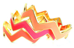 Chevron Bangles Set of 3- Coral