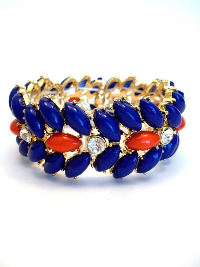 Designer Inspired Floral Leaf Stretch Bracelet- 3 Color Options
