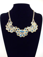 Clear Lucite Jeweled Floral Necklace