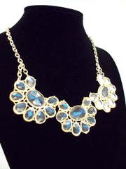 Clear Lucite Jeweled Floral Necklace