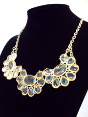 Clear Lucite Jeweled Floral Necklace