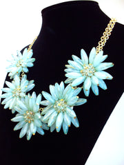 Blossom Flower Statement Necklace- Mint