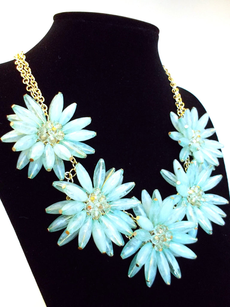 Blossom Flower Statement Necklace- Mint