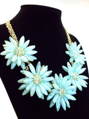 Blossom Flower Statement Necklace- Mint