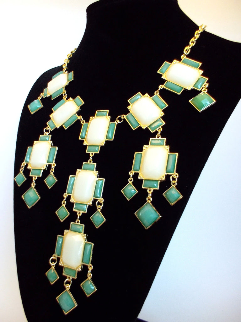 Jeweled Gemstone Deco Bauble Statement Necklace