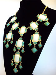 Jeweled Gemstone Deco Bauble Statement Necklace
