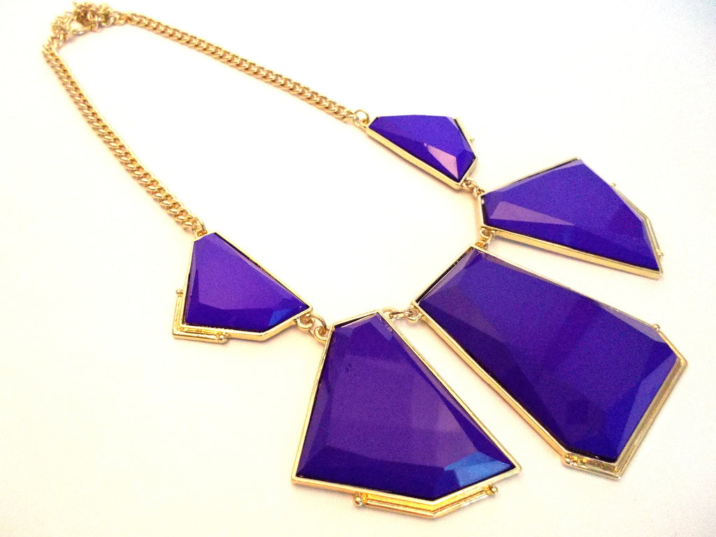 Deco Bib Statement Necklace- Purple