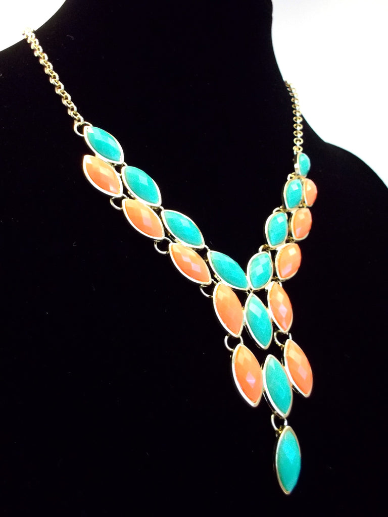 Y-Shaped Teardrop Jeweled Necklace