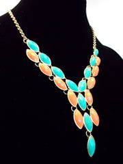 Y-Shaped Teardrop Jeweled Necklace