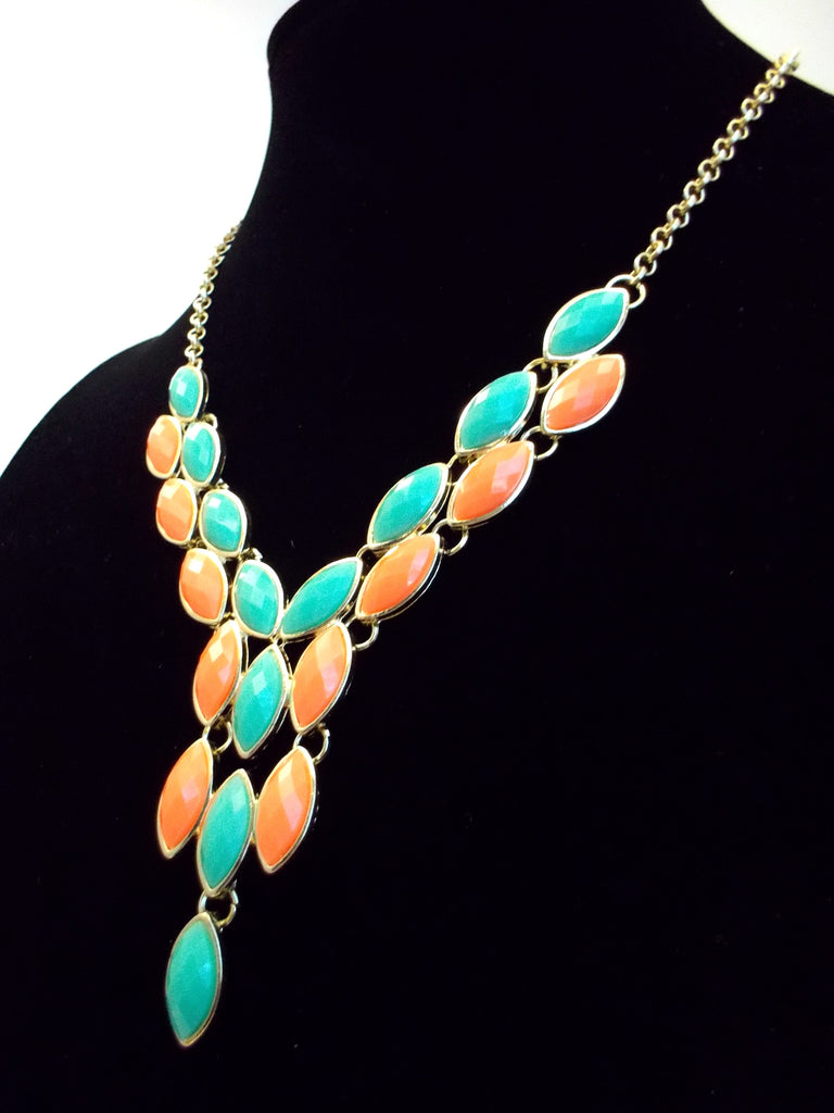 Y-Shaped Teardrop Jeweled Necklace