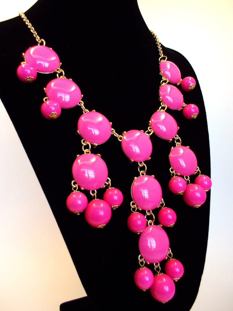 Bubble Statement Necklace- Pink