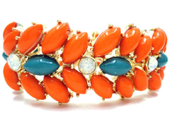 Designer Inspired Floral Leaf Stretch Bracelet- 3 Color Options
