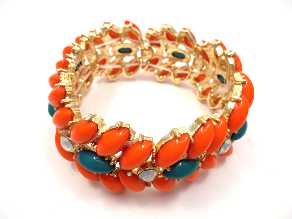 Designer Inspired Floral Leaf Stretch Bracelet- 3 Color Options