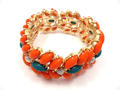 Designer Inspired Floral Leaf Stretch Bracelet- 3 Color Options