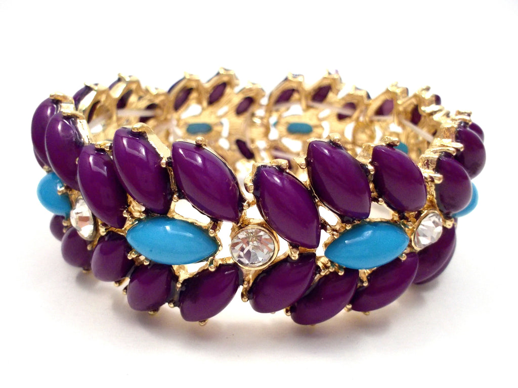 Designer Inspired Floral Leaf Stretch Bracelet- 3 Color Options