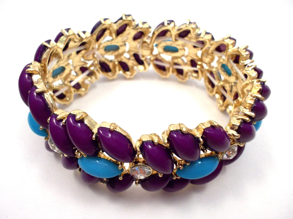Designer Inspired Floral Leaf Stretch Bracelet- 3 Color Options