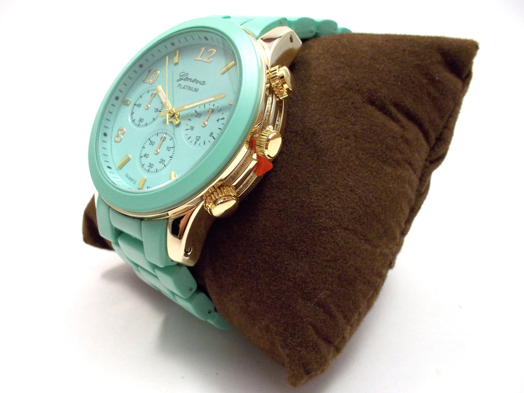 Ceramic Oversized Geneva Platinum Watch- Mint