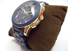 Ceramic Oversized Geneva Platinum Watch- Navy