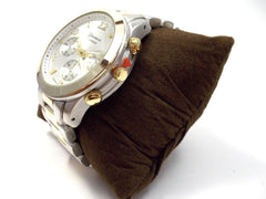 Metal Oversized Geneva Platinum Watch- Two Tone